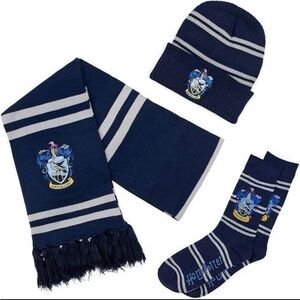 NWT CultureFly Harry Potter Ravenclaw 3 PC Knit Bundle Scarf, Socks, Beanie